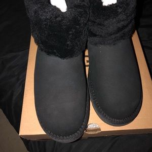 Ugg Black Fluff Mini Quilted Logo Boots